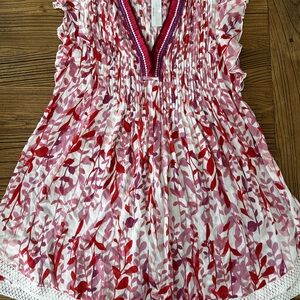 Poupette St. Barth Pink and Red Patterned Top